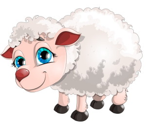 белая овца с большими голубыми глазами