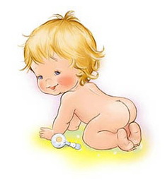 Иллюстрация малыш с погремушкой