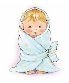Иллюстрация малыш в одеяле