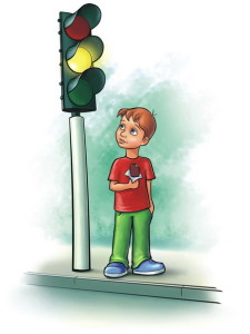 Мальчик и светофор, картинка