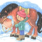 Картинка мальчика и лошадки зимой