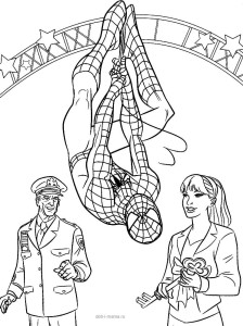 Человек-паук и девушка раскраска