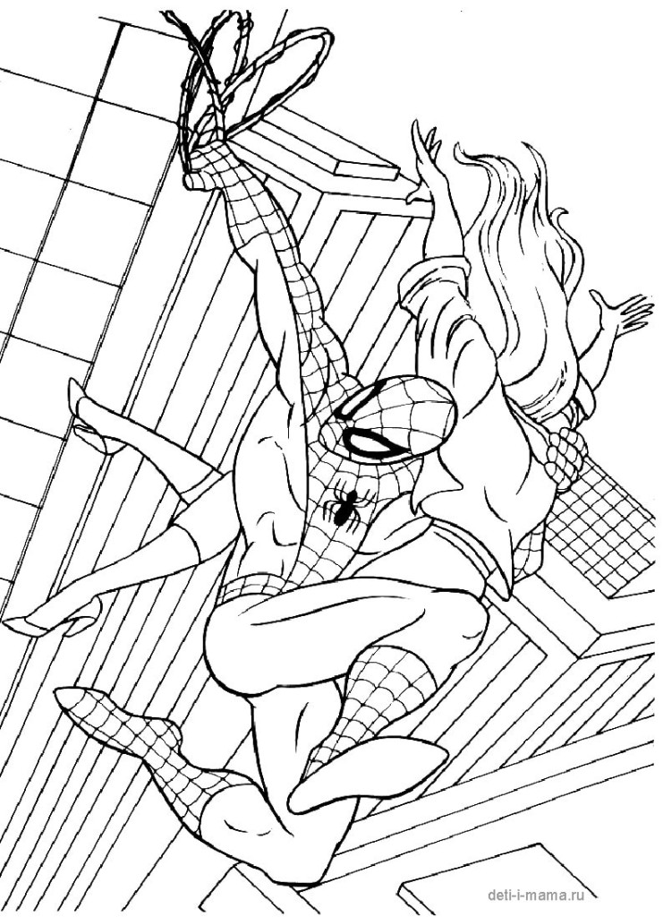 Раскраска Человек-паук в городе