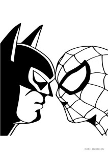 Раскраска Бэтмен и Человек-паук