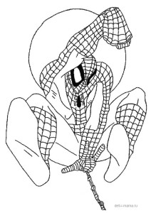 Человек-паук выпускает паутину раскраска