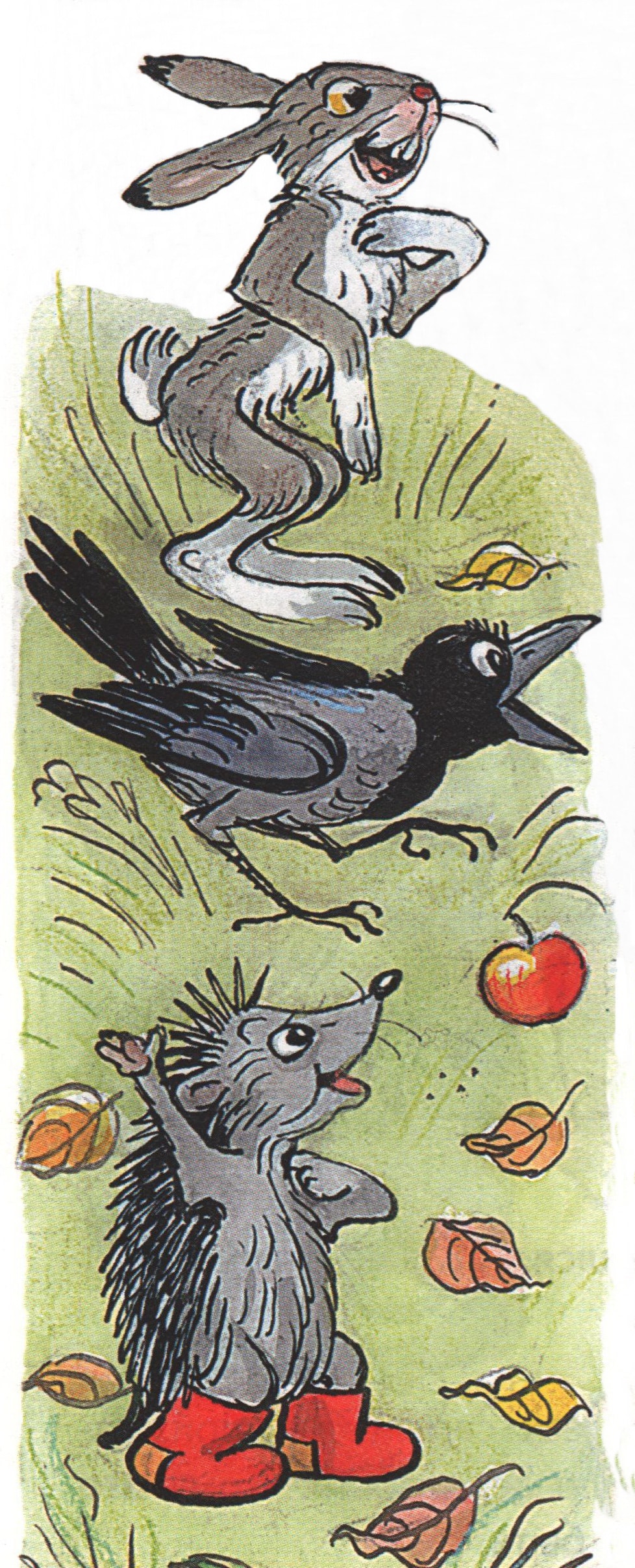 Сказка яблоко автор. Сутеев яблоко. Сказка Сутеева яблоко. Сутеев яблоко ворона.